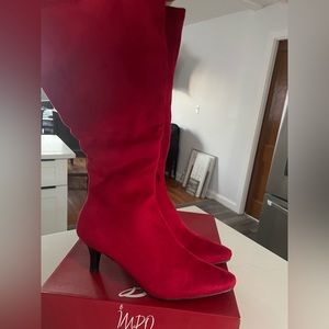 Scarlet Red Kitten Heel Boot - Size 8.5